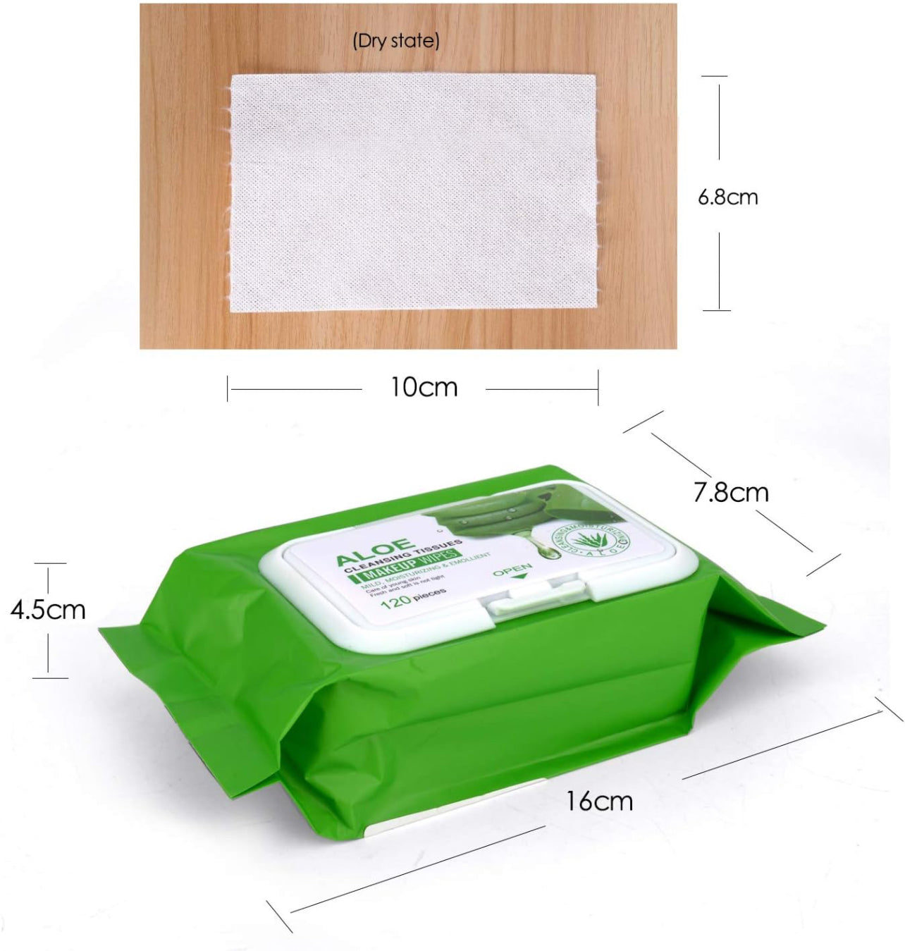 ALOE Soft Cotton Wet Wipes Facial Cleansing Towel, Mild, Moisturizing, Emollient, Non-woven Makeup Cotton Pads Lint Free Face Eye Lip Nail Polish Remover Cosmetic Pads, 30pc/bag