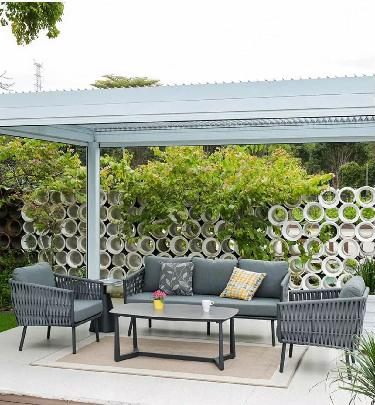 MFURN Cinderella Outdoor Rope Patio Lounge 4pc Set
