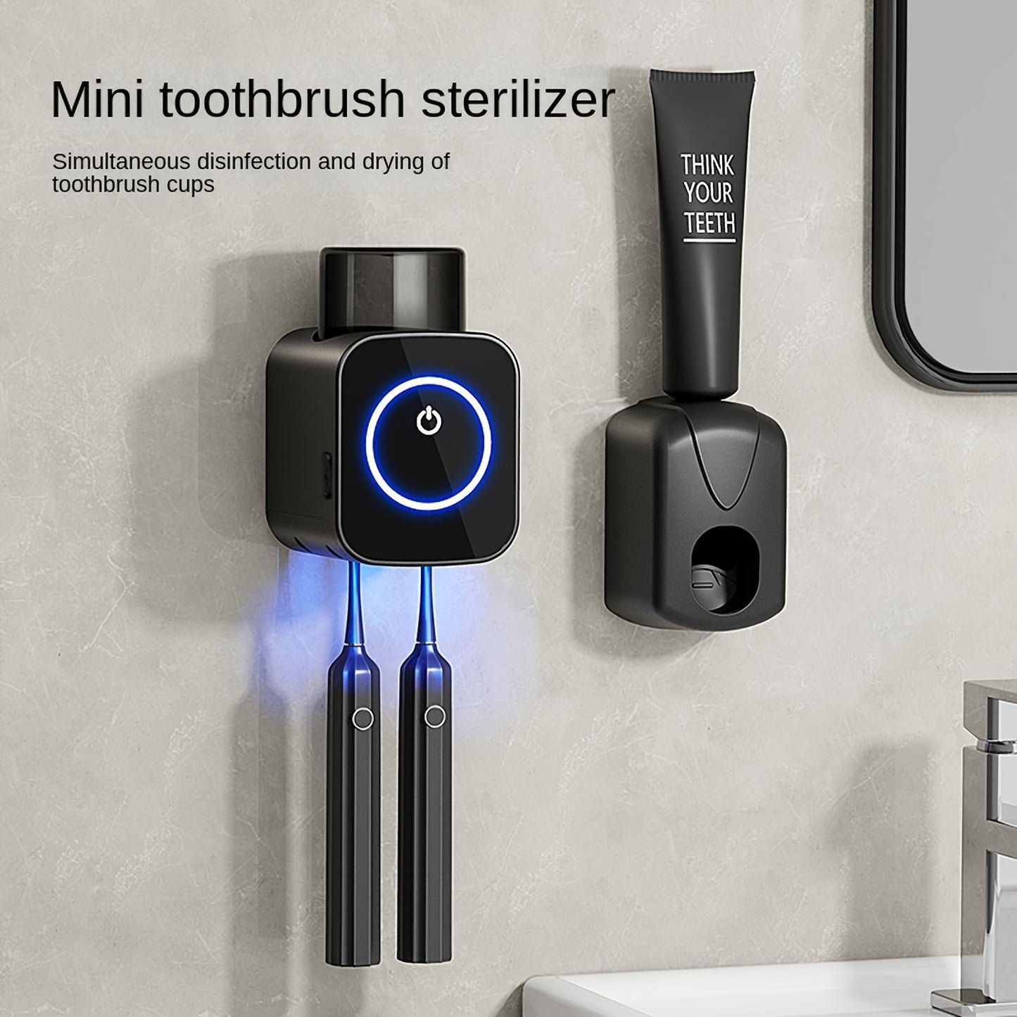 Electric Toothbrush Wall Mounted Sterilizer & Holder with Cup – USB Rechargeable