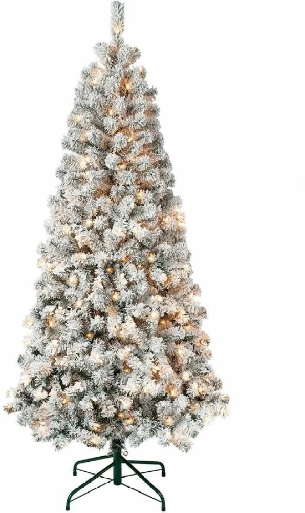 Artificial Frosted Pre-Lit Christmas Tree 150cm