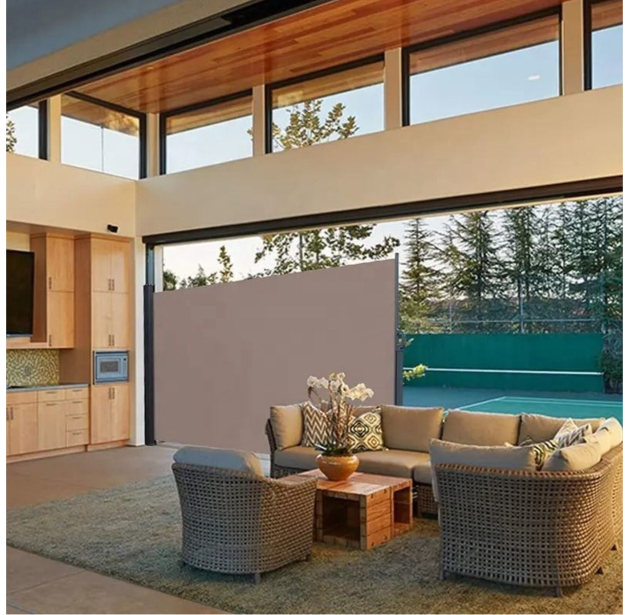 MHome Retractable Wind & Privacy Single Sided Screen-Available In 3 Colour Options