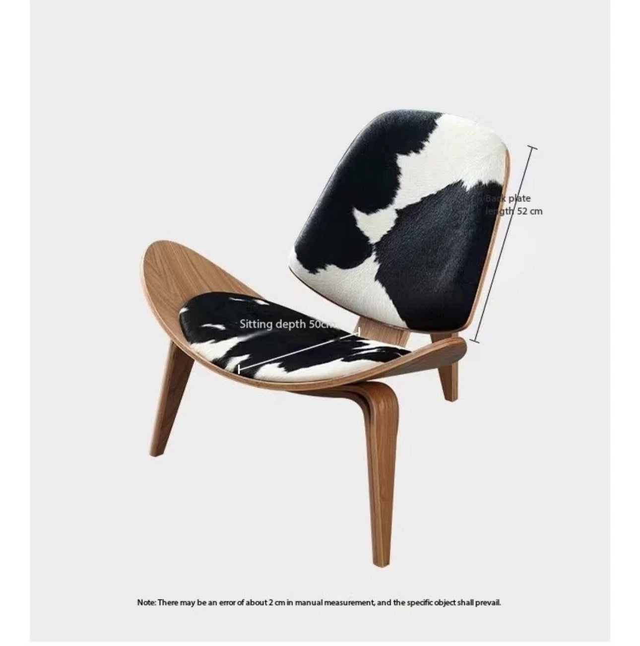 Three-Legged Shell Chair Mid Century Modern Lounge Chair with Black Leather Molded Plywood Accent Chair Reading Side Chair for Bedroom, Study, Office, Living Room-PreOrder Sales Available