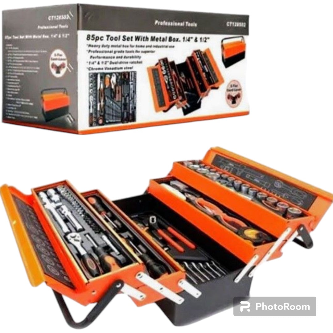 Tool Kit With Cantilever Metal Box 85pc Set