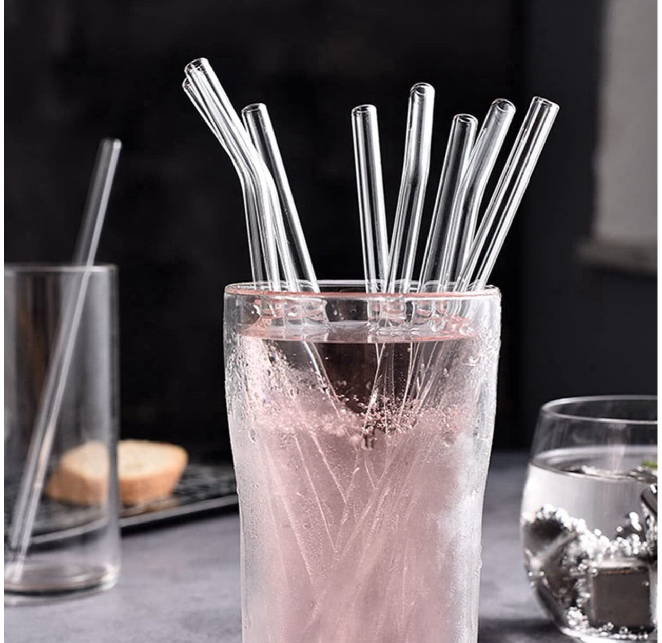 Reusable Glass Straws & Brush 5pc Set