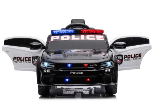 Licensed Dodge Charger 12V Ride-On Police Car with Speeds and Bluetooth