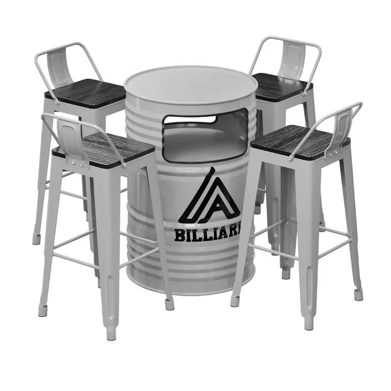 MFurn Modern Industrial Style Barrel Chair Set Round Metal Coffee Table & Oil Drum Furniture for Outdoor Kitchen or Home Bar-Various Colours-Only Available On Pre-Order Sales