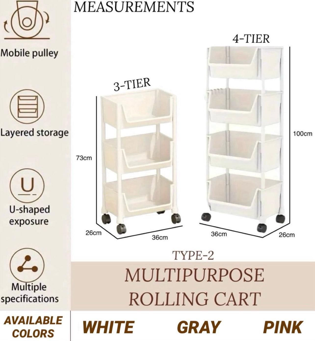 Multipurpose Rolling Cart