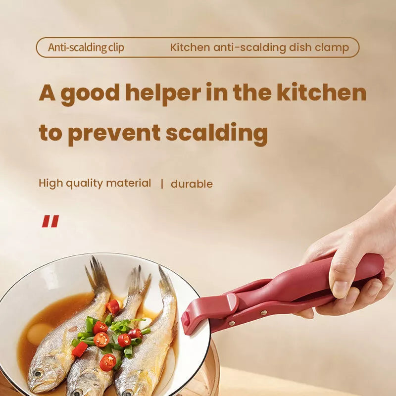 Silicone Anti-Scalding Clamp Hot Plate Gripper Bowl Clip Kitchen Tongs