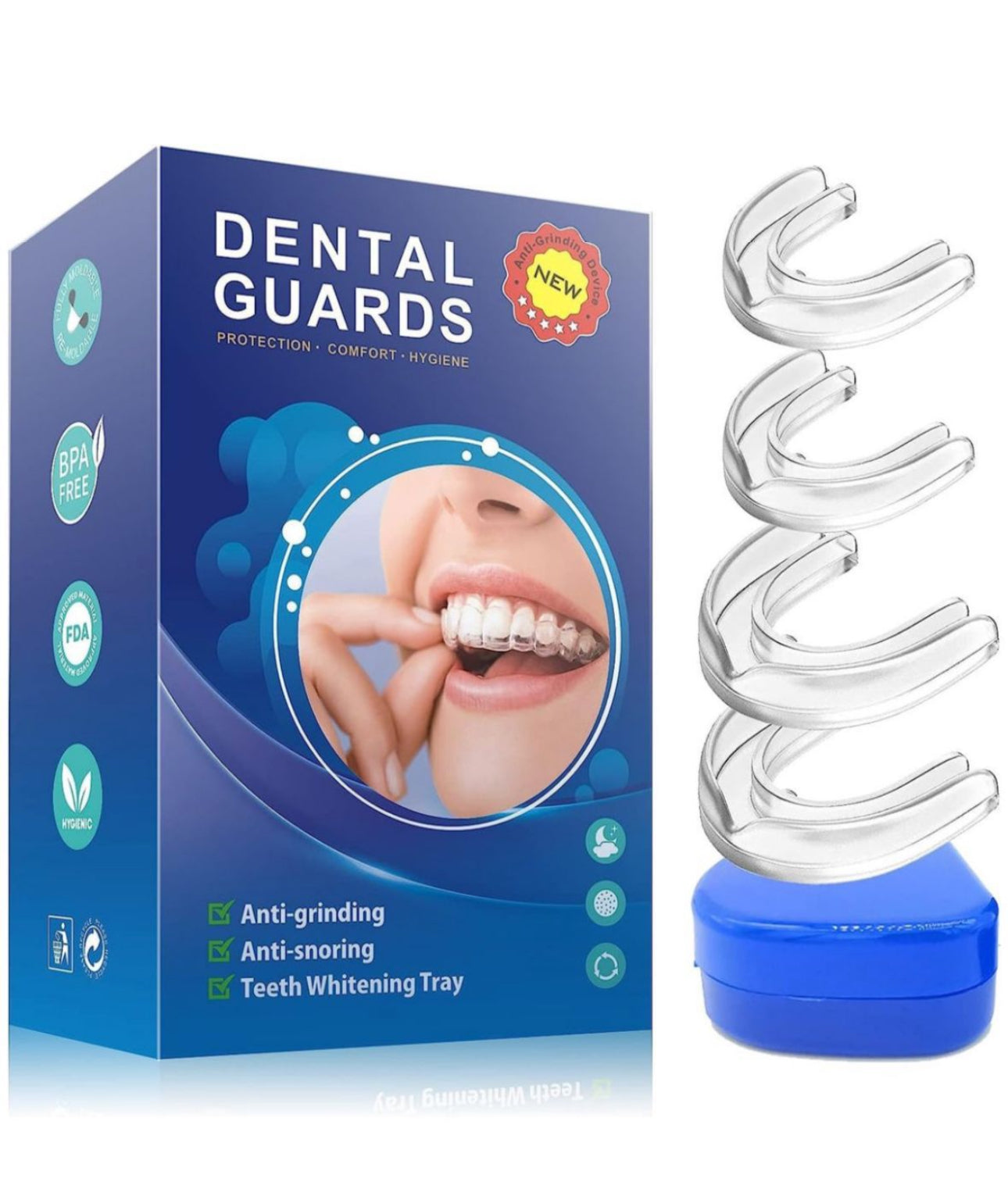 Dental Guard for Clenching Teeth at Night – 4pc Night Guard for Teeth Grinding & Anti-Snoring