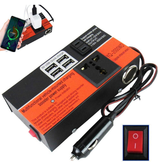 Multifunction Car Power Inverter, DC12V/24V To DC110V/220V Converter Trip 4USB Modified Sine Wave Multiple Protections