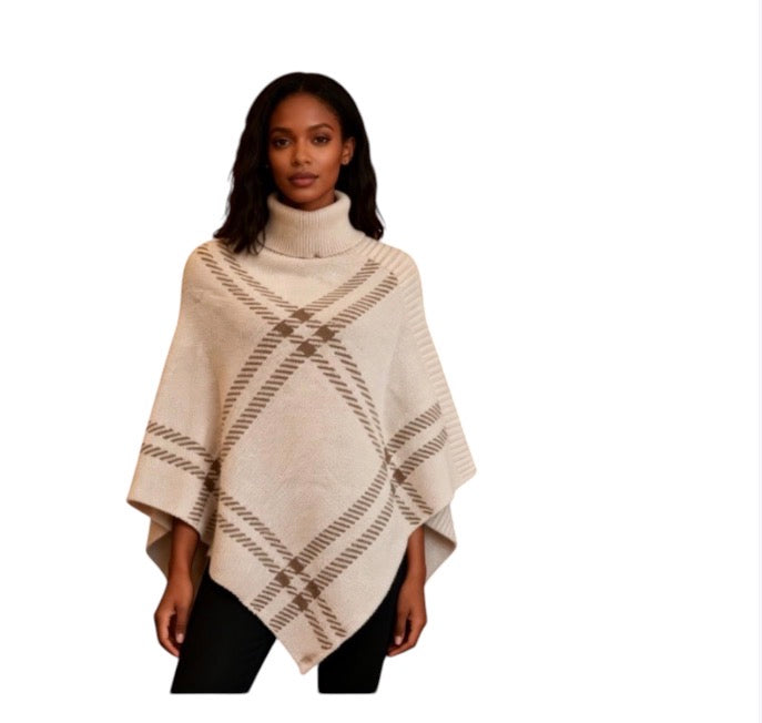 Ladies Geometric Knitted Poncho