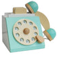 Kids Baby Wooden Pretend Retro Phone Toy Antique Dial Telephone Rotary Design