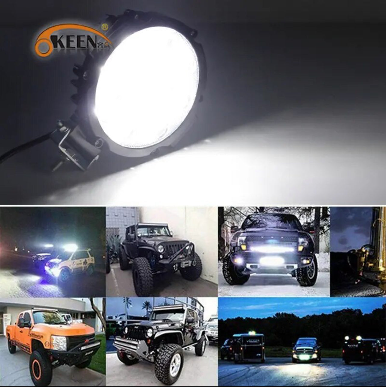 LED Light Bar 51W 7 Inch Spot Beam Headlamp LED Round Work Light Off Road Fog Light Driving Light For SUV Boat 4x4 Jeep