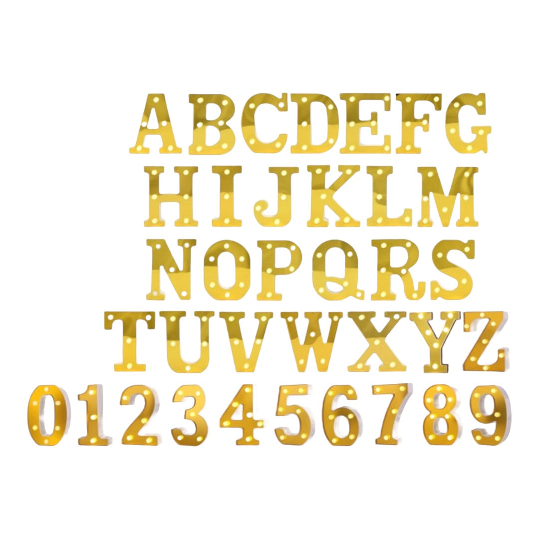 LED Letter & Number Lights Gold Various Options