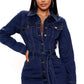 Ladies Vintage Blue Denim Dress Long Sleeved