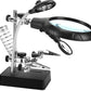 Magnifying Glass with LED Light,2.5X 7.5X 10X Lens Helping Hands Magnifier Soldering Station with Clamp and Alligator Clips for Soldering, Assembly, Repair, Modeling,Crafts