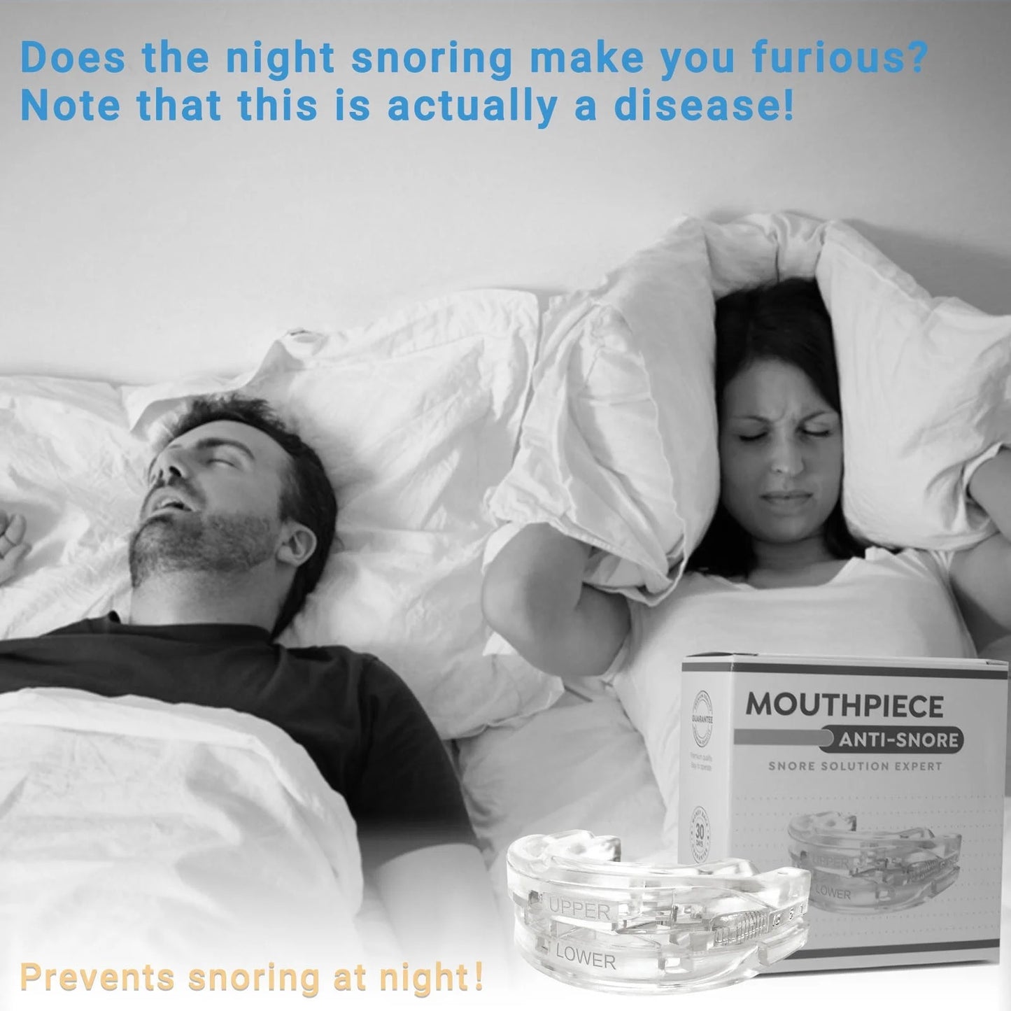 New Anti-snore Mouthguard, Adjustable Anti-snoring Mouthpiece, Night Time Teeth Mouthguard Bruxism Sleeping Bite Guard.