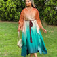 Ladies Deep V Neck Kaftan Medi Dress