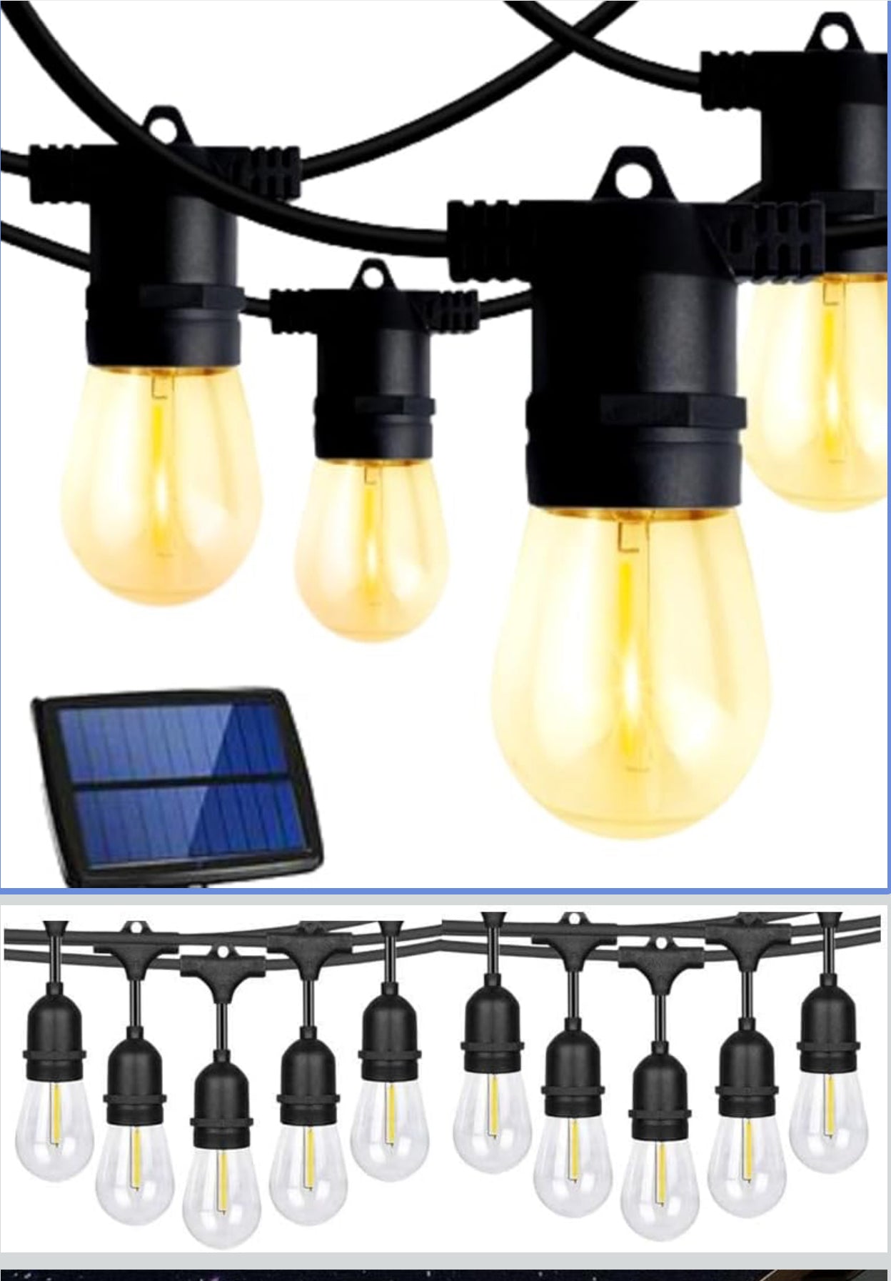 MTech 
10m 20Bulbs- Solar LED Solar Powered Outdoor Festoon String Lights, Hanging Bulbs