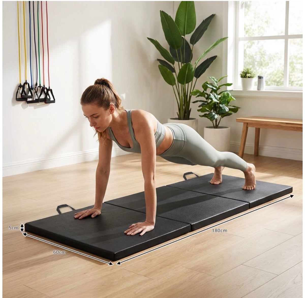 MHome Tri-Folding Gymnastics Mat Yoga Fitness Exercise Mat-Various Colours