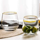 Elegant Gold Rim Gobelet Crystal Whiskey, Liqueur Glasses Set Of 6pc