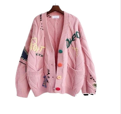 Ladies Knitted Embroidered Cardigan-Various Colours
