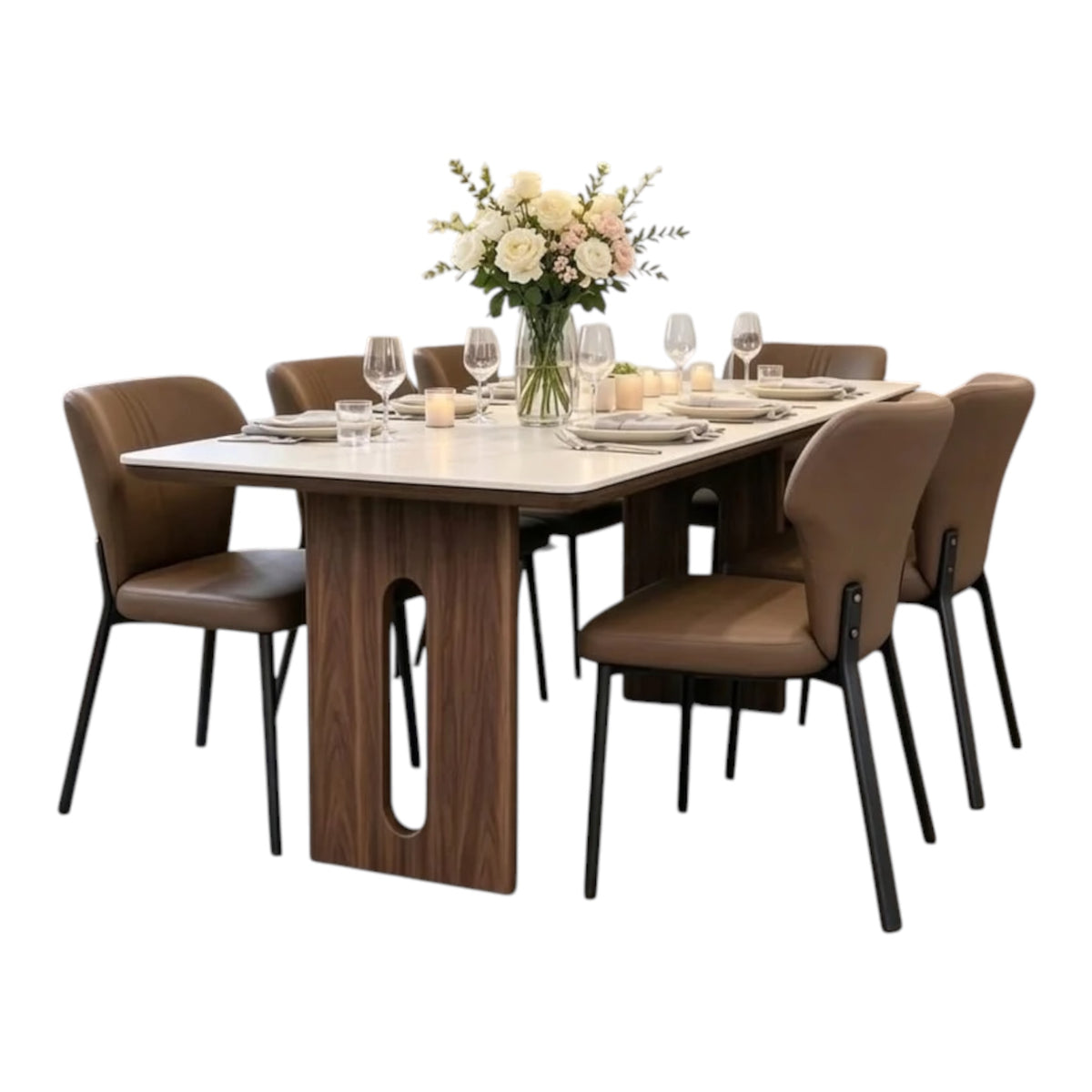 MFURN Italian Styled Walnut Dining Set 7pc