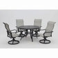 MFurn Glaiza 5-Piece Black & Grey Patio Dining Set with Swivel Chairs
