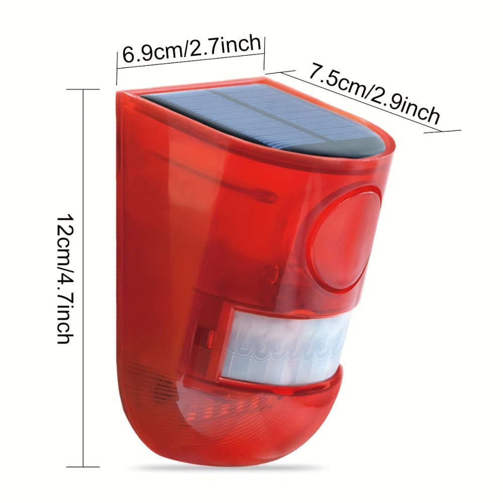 MHome Solar-Powered Security Alarm with 129Db Siren 6 LED Flashing Warning 400Mah Rechargeable Lithium
