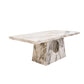 MFurn Nordic Styled Faux Marble Stone Dining Table Set Inc 6 Chairs