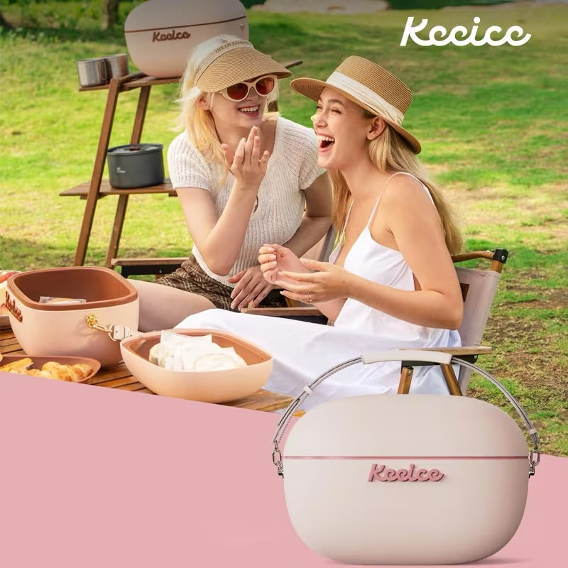 High-End Insulated Box Outdoor Camping Fashion Single Hand Portable Cooler Cooling Camper Ice Bucket, Commercial Home Portable Food Preservation Freezer-12L