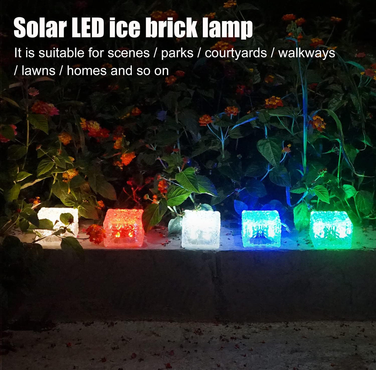Solar Brick Lights - 6 Pack Solar Ice Cube Lights IP65-Waterproof Brick Light 4-LED Outdoor Brick Decor in Garden
