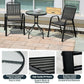 MFurn Dwight 3-Piece Outdoor Bistro Patio Set – Metal & Glass Table with 2 Chairs (Black)