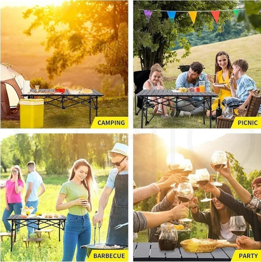 MHome Folding Camping Table – Adjustable Aluminium Outdoor Table with Storage