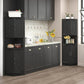 MFurn Farmhouse Storage Corner Cabinet with 4 Barn Style Doors and 5 Storage Shelves, Corner Storage Cabinet for Kitchen, Living Room-Various Colours-Pre-Order Now Available