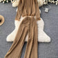 Ladies Korean Styled Knitted 2pc Pants & Top-Various Colours