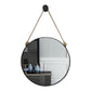 MHome Black Large Round Frame Mirror With Hemp Rope 60cm
