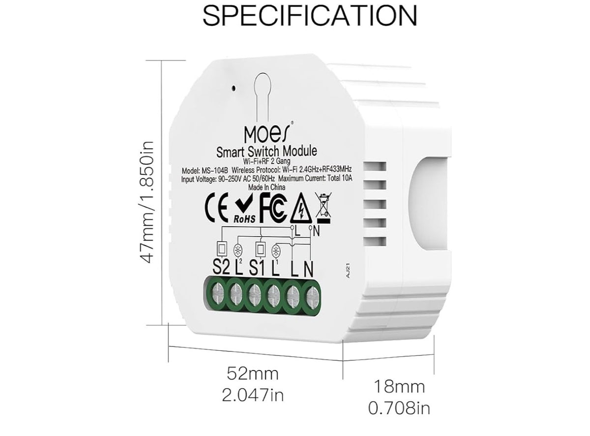 Moes Smart Switch Module 4 Gang