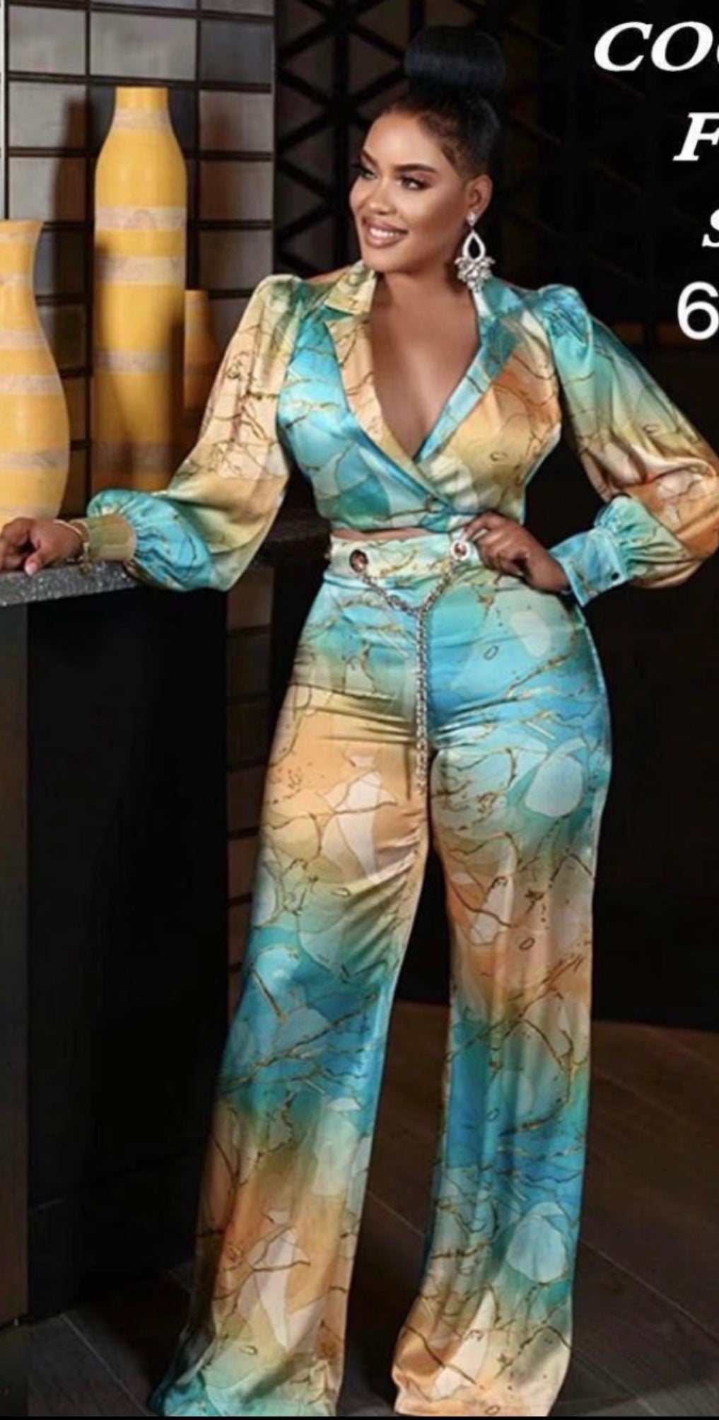 Ladies Satin 2pc Jumpsuit-Various Colours