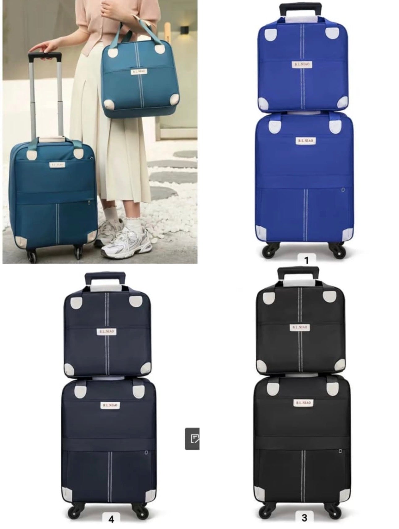 Two-Piece Oxford Cloth Travel Trolley Bag - Various Colours