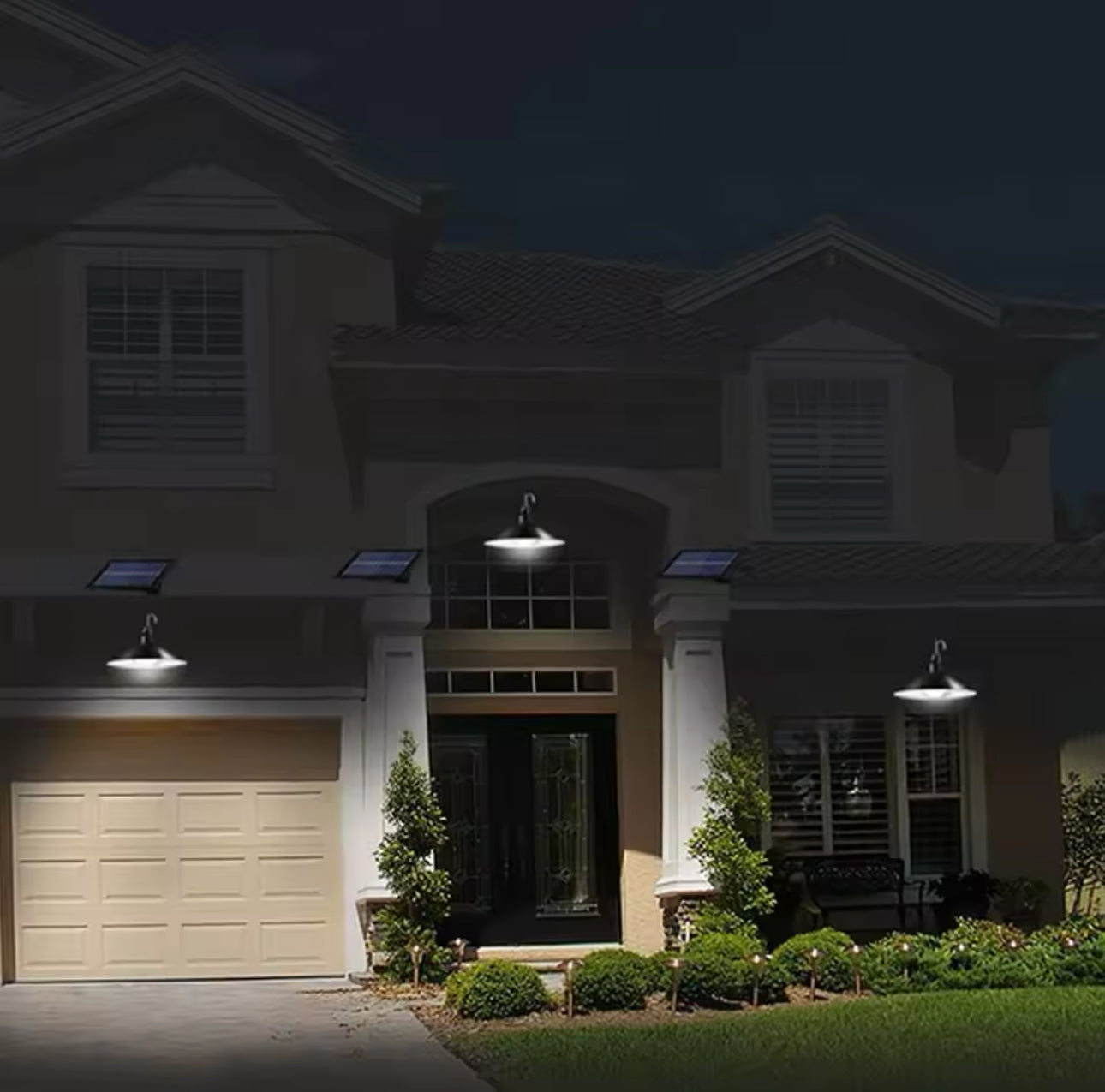 Solar LED Pendant Lights, Dusk to Dawn Auto Lamp with Remote Control