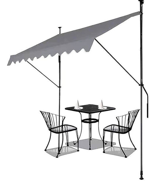 MHome Patio Awning Retractable Awning with Manual Crank Handle, Sun Protection Roof for Outdoor Use, Window Door Protection for Balcony Deck, Garden, Porch, Grey,- Various Sizes