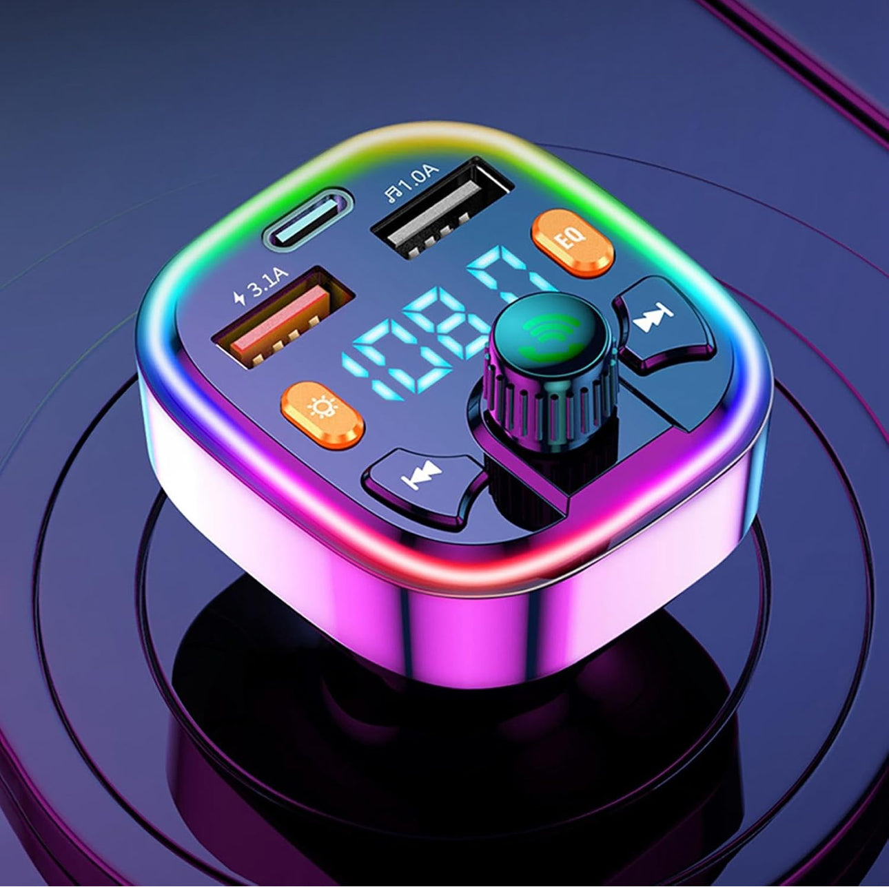 MTech Bluetooth FM Transmitter Fast Charging Support USB Disk PD 2 USB Port Type C
