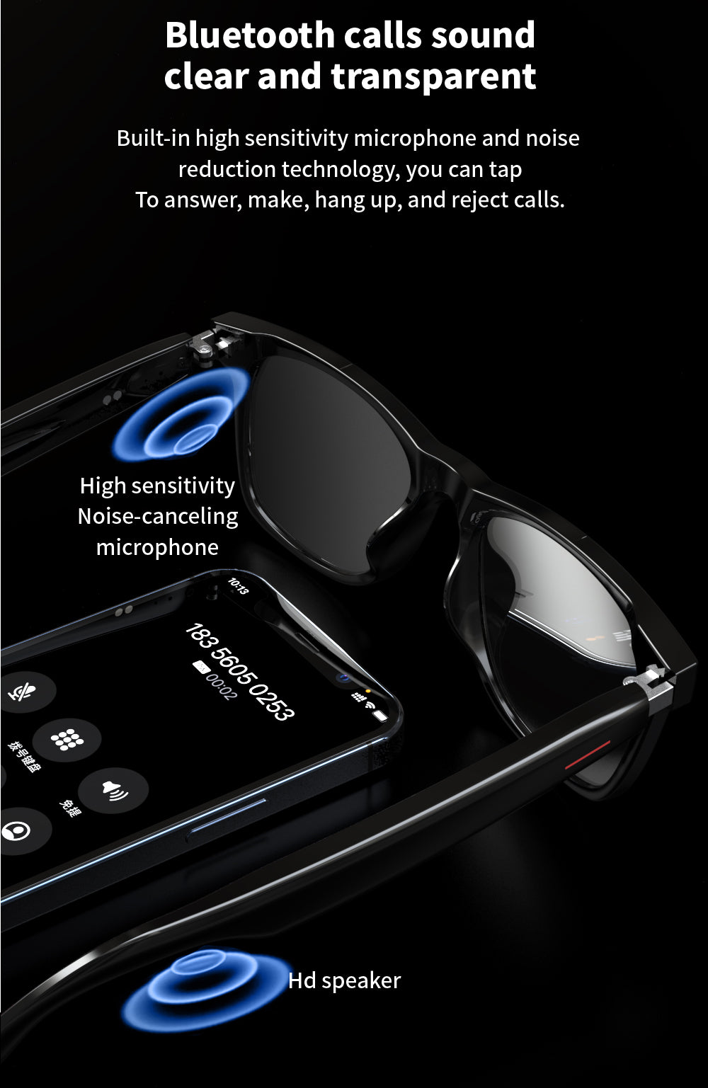 SENBONO E13 Waterproof Smart Glasses Wireless bluetooth Bone Conduction Glass Camera HD Music Audio Headset Eyewear