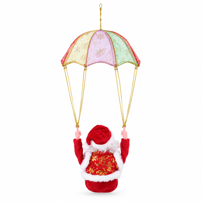 Flying Somersault Santa Claus Hanging Ornament, Musical Parachute Christmas Decoration