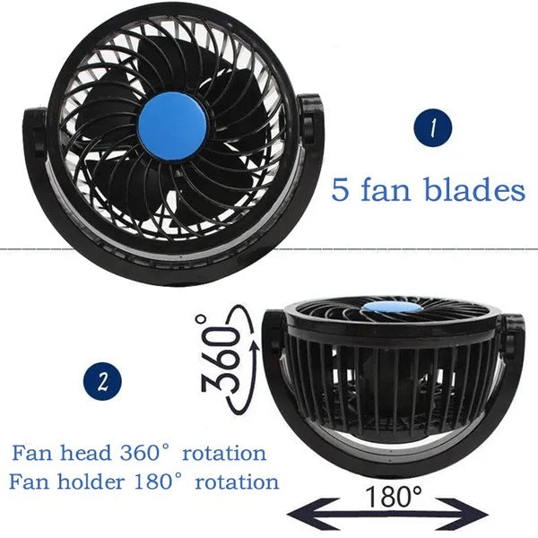 Dual Head Car Cigarette Lighter Fan 4.5″