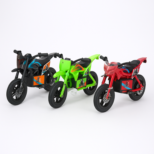 Kids Electric Sport Motorbike | 15 km/h | Key Start, Throttle Twist, Leather Seat, Inflatable Tyres