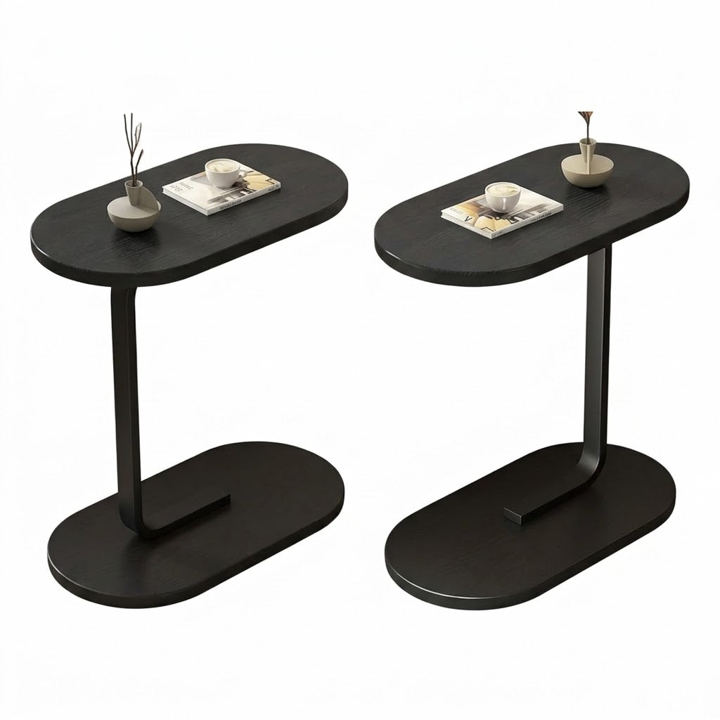 MFurn C-Shaped Side Table 2-Pack – Modern Narrow Sofa & Bed Coffee Tables with Metal Frame