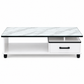 MFurn Modern White Coffee Table with Storage Drawer, 120cm