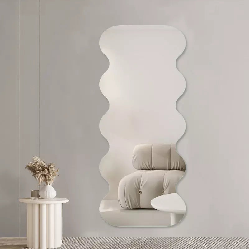 MHome 150x50cm Wavy Acrylic Mirror Sheet – 2mm Thick, Shatterproof, Self-Adhesive with Tape Strips